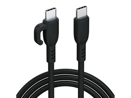 Portronics Konnect Core 3 - Type C TO Type C 60W Max Output, Inbuilt Cable Management Hook, PVC Material, 1M Length - Black Portronics Konnect Core 3 - Type C TO Type C 60W Max Output, Inbuilt Cable Management Hook, PVC Material, 1M Length - Black