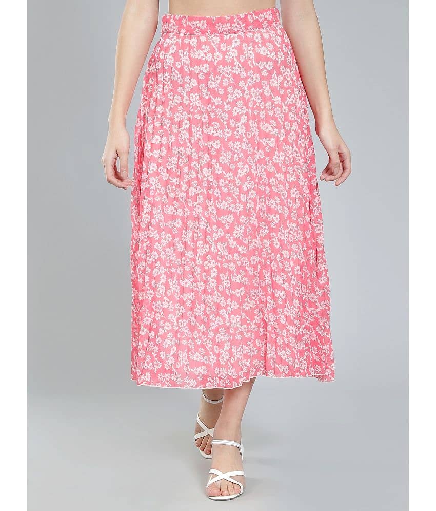 NUEVOSDAMAS - Pink Georgette Women's Flared Skirt ( Pack of 1 )