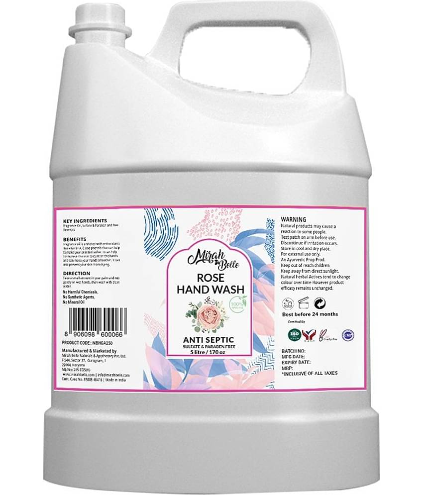 Mirah Belle Rose Hand Wash Can Bulk Pack for Refill Sulfate Free Hand Wash 5000 mL Pack of 1