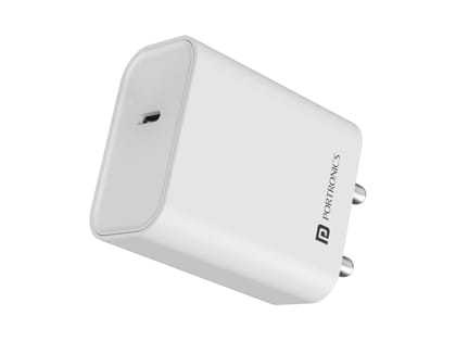 Portronics Adapto 25 25W Fast Charger, Type C PD Charger, Intelligent Chip, Over Voltage Protection