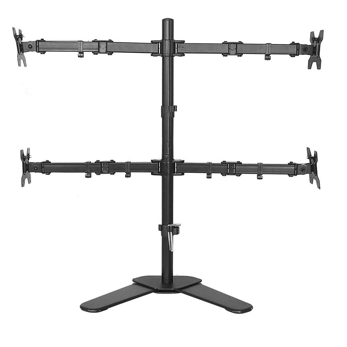 Monitor LED Stand (1x4) Height Adjustable Free-Standing LED Desk Mount with Leg-Type Base, Tilt, Swivel & Rotate Arms for 14"-30" (35.56 - 76.2)cm Monitors