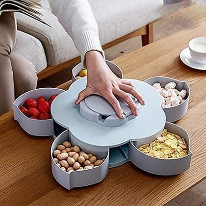 5 Compartments Flower Candy Box Serving Rotating Tray Dry Fruit 1 Piece Spice Set (Plastic, Green) 5 Compartments Flower Candy Box Serving Rotating Tray Dry Fruit 1 Piece Spice Set (Plastic, Green)