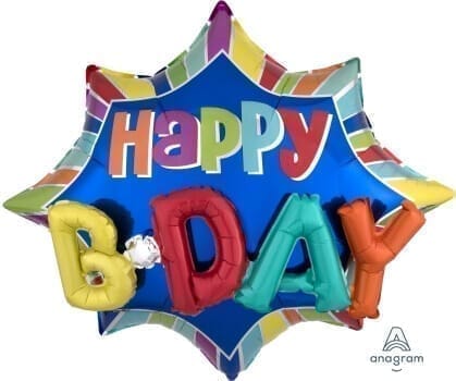 Wanna Party Burst HaPPy Birthday Balloon 35" P50