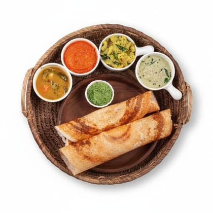 Authentic Masala Dosa Platter - 500 gm - One serving platter including dosas and accompaniments