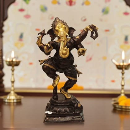 Brass Showpiece Antique Ganesh God Idol Statue, 50 Kg (BSMAS1764 G)
