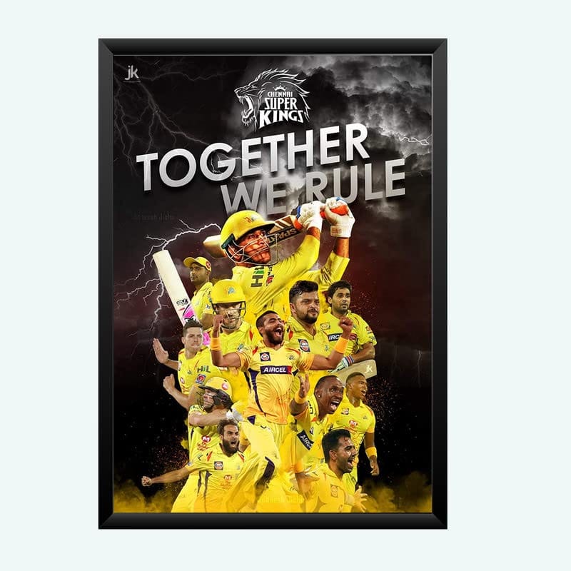 Nokkes Cricket IPL M.S Dhoni CSK Chennai Super King Team Photo Frame 8X12 Inch Size Photo Frame Photo Home Office_msd2