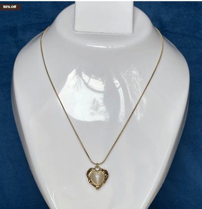 Anti Tarnish Stainless Steel Necklace with White Heart Pendent