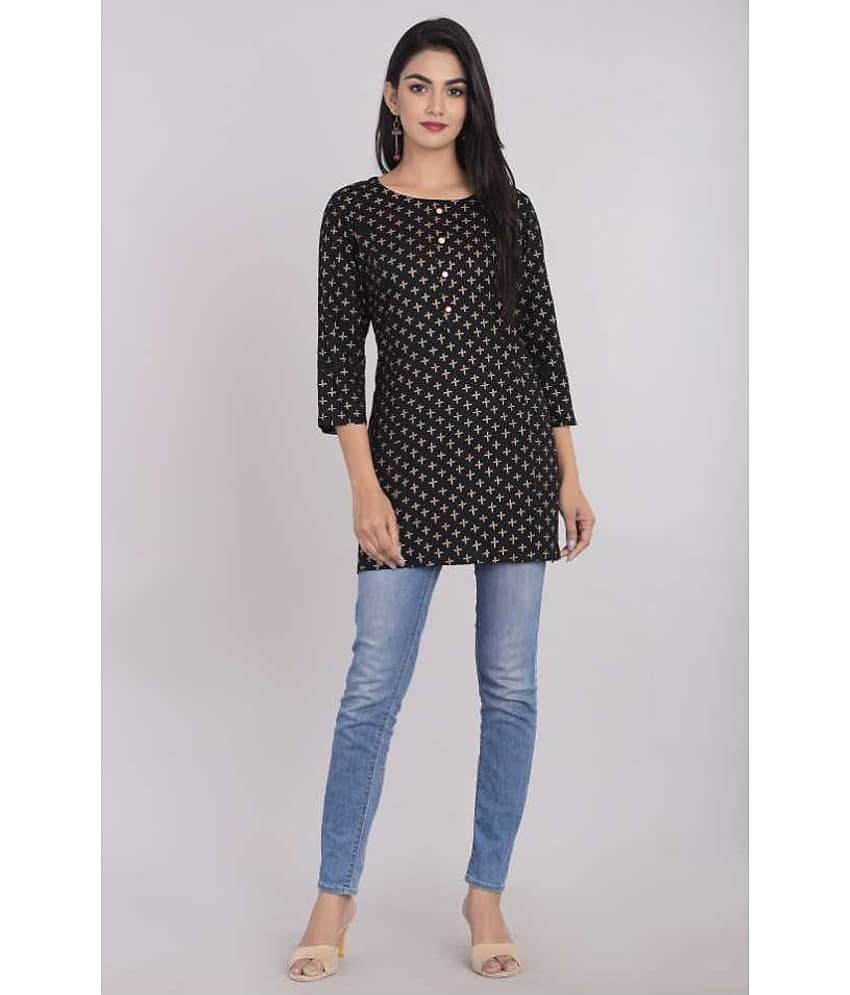 Kbz Black Rayon Straight Kurti