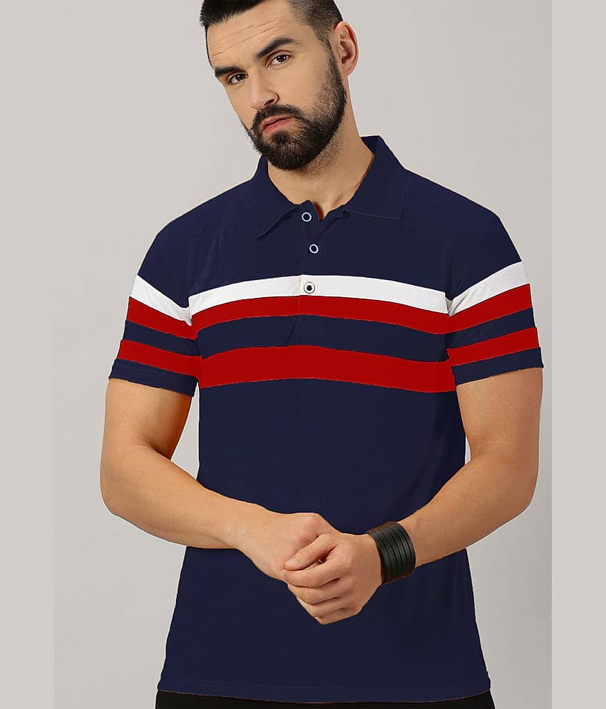 AUSK Pack of 1 Cotton Blend Regular Fit Striped Half Sleeves Men's Polo T Shirt ( Olive )
