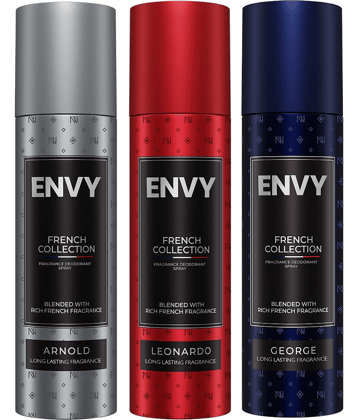 Envy French Collection Arnold, Leonardo & George Deodorant Spray for Men 120 ml Each ( Pack of 3 )