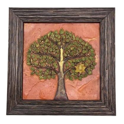 Traditional Indian Wall Art, Orange Tree of Life Clay Plaque, Hand-painted, 25 cm Diameter, Wall Mount Home Decor - Size(20 * 20cm) Traditional Indian Wall Art, Orange Tree of Life Clay Plaque, Hand-painted, 25 cm Diameter, Wall Mount Home Decor - Size(20 * 20cm)