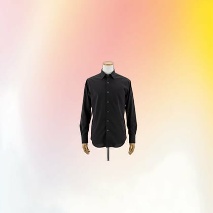 Men's Classic Solid Black Cotton Shirt | Breathable & Versatile | Casual & Formal Wear