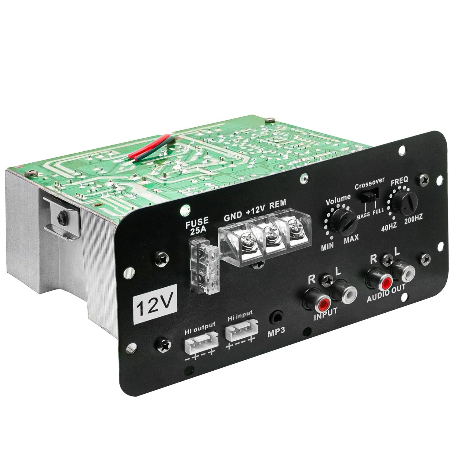 FABTEC 12V Dual Channel 120W Car Multi Channel Amplifier Stereo Power Mono Amp Audio, Bass Sub Woofer Kit, Monoblock, Class AB, Mosfet Power Supply(1 Year Warranty) Green / Mono Amplifier