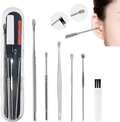 Elecsera 6 Pcs Ear Pick Earwax Remover Tool Professional Ear Spoon Reusable Ear Cleaners (100 g, Set of 6)