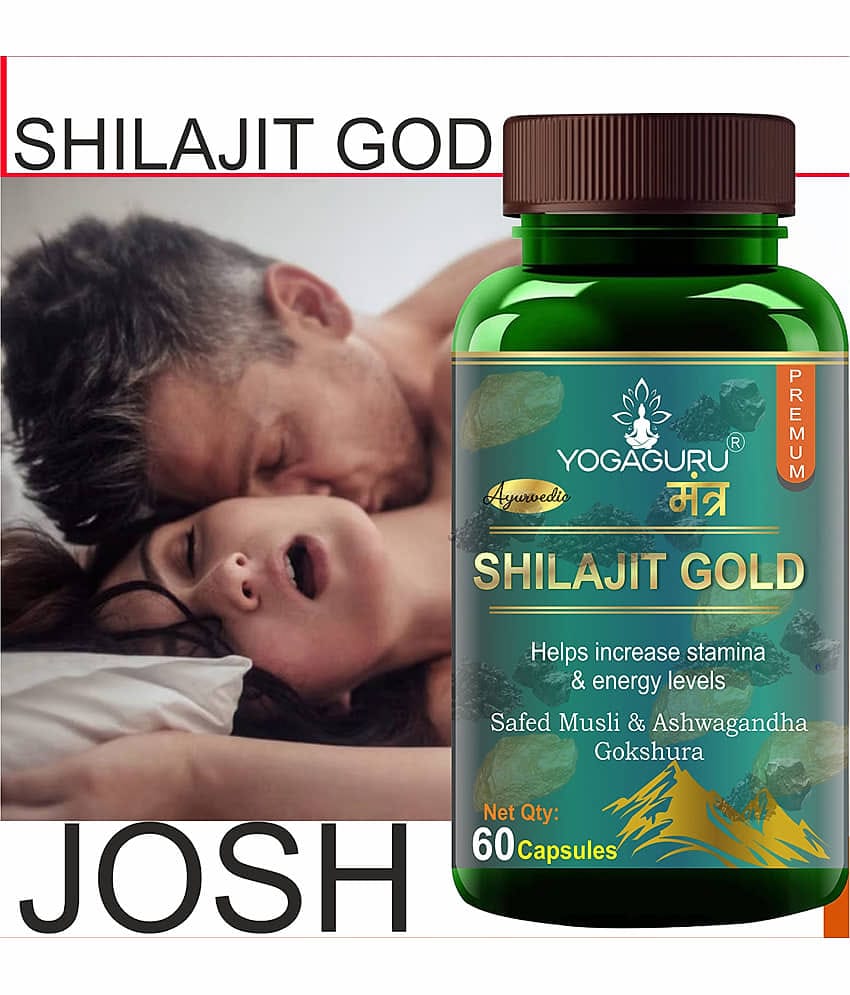 YOGAGURU MANTR Shilajit Gold | Premium Vitality Ayurvedic Supplement for Men 60 CAPSULES