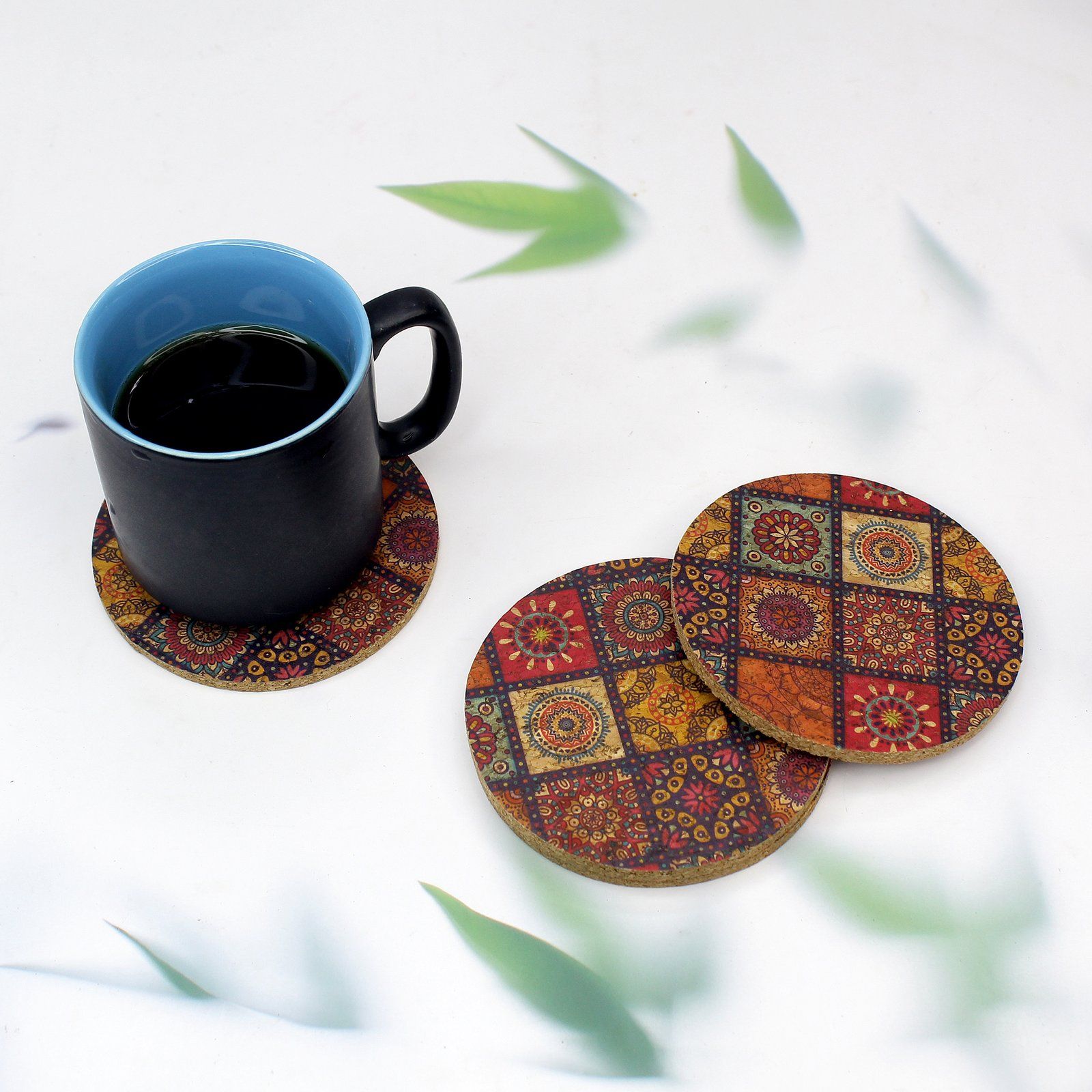 The Mohraj Printed Cork Coasters Set of 4