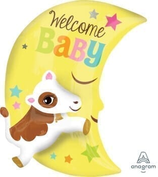 Wanna Party Cow Over The Moon Welcome Baby Balloons 25" P50