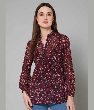 Purys Women's Polyester Regular Top ( Maroon )