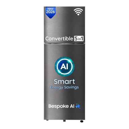Samsung 350 L, 3 Star, Convertible 5-in-1, Digital Inverter, Frost Free Double Door, WiFi Bespoke AI Refrigerator (RT38HG5A23BXHL, Luxe Black, 2026 Model) Samsung 350 L, 3 Star, Convertible 5-in-1, Digital Inverter, Frost Free Double Door, WiFi Bespoke A