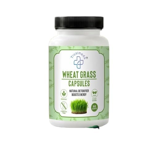 Trustmeds Wheat Grass Capsules, Natural Detoxifier, Boosts Energy, Organic Plant Based, Chemical Free, 60 Capsules | Pack of 16