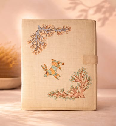 Handcrafted Gond Folk Art Fabric File Folder Handcrafted Gond Folk Art Fabric File Folder