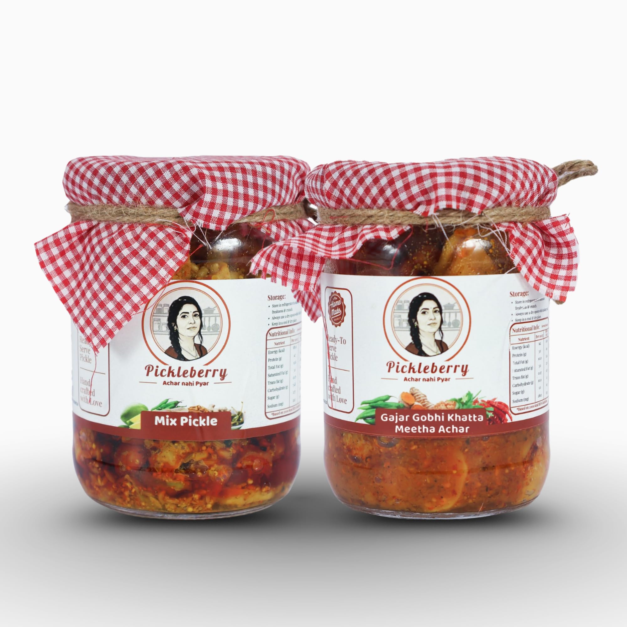 Pickleberry Mix Pickle + Gobhi Gajar Khatta Meetha Combo | Handmade | 1 KG (2 � 500g)