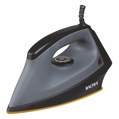 Baltra Flash 1000W Dry Iron | Non-Stick Sole Plate | Adjustable Temperature Control | 360� Swivel Cord for Easy Use | Lightweight & Compact Design | Grey Color | Safe for All Fabrics