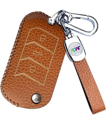 Soft Handmade Lychee Pattern Leather Key Cover Compatible with Mahindra XUV 700, Thar, Marazzo, Bolero, Scorpio, Scorpio N, XUV 300, TUV300 Plus and XUV 400 EV 3 Button flip Key