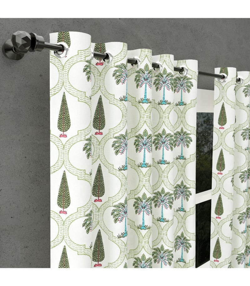 Printroots Heritage Cotton Curtains Hand Block Floral Art for Elegant Interiors ( 7 Feet )