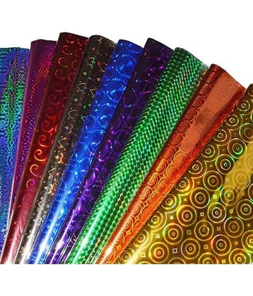 Eclet Plastic Holographic Metallic Colour Paper Wrapping Sheets Especially for Gifts, Craft work Etc(25 sheet)