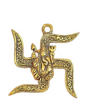 Shree Ganesha Om & Swastik Wall Hanging Showpiece (Pack of 1)
