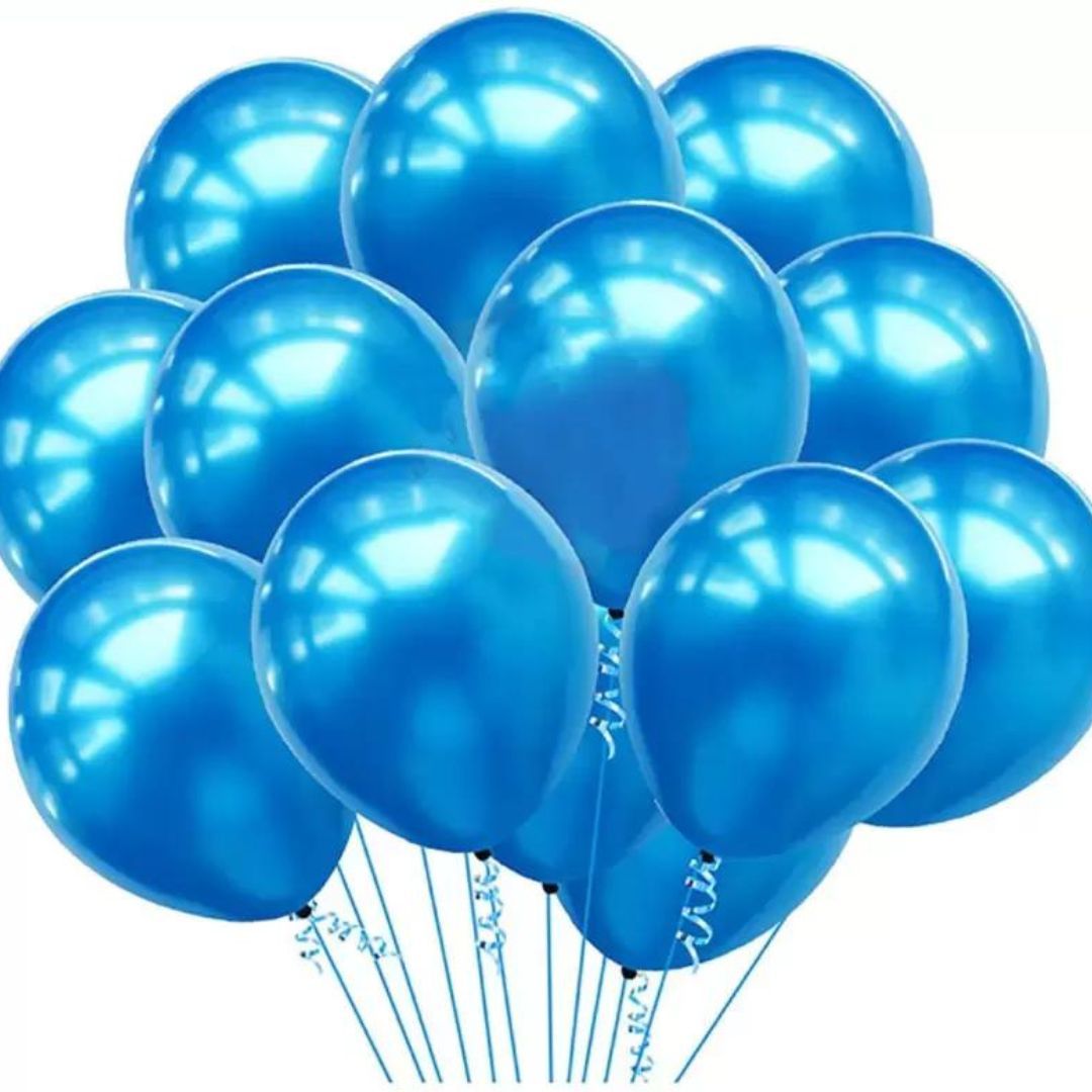 Metallic Blue Latex/Rubber Balloons - 12 inches - 10PC