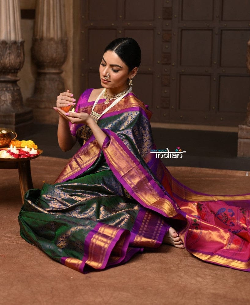 Parampara ~ Brocade Pure Silk Maharani Paithani - A Royal Weave of Elegance in Majestic Violet