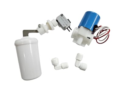 Sahej Multitrade Services Solenoid Valve and Float Valve Combo | 24V DC Inlet SV for RO Water Purifier with Automatic Float | RO Purifier Spare Parts Set | Compatible with Most Domestic Systems