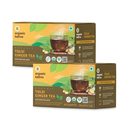 Organic Tattva Organic Tulsi Ginger Tea - 40g x Pack of 2