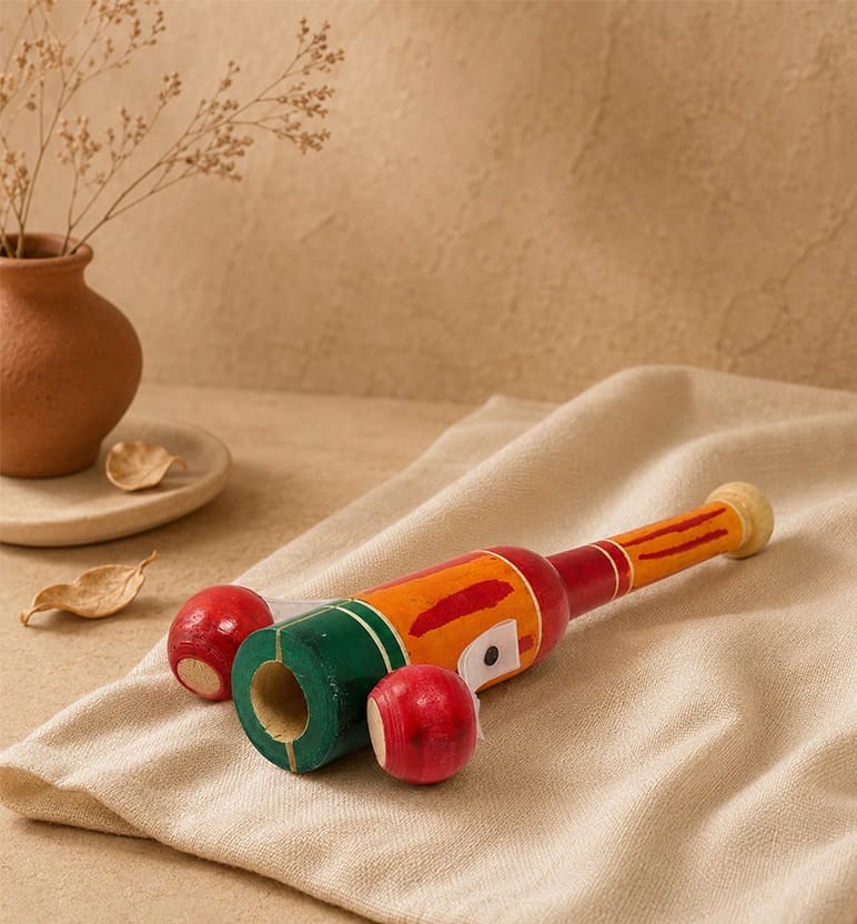 Handcrafted Lacquerware Wooden Chatkora Rattle Toy