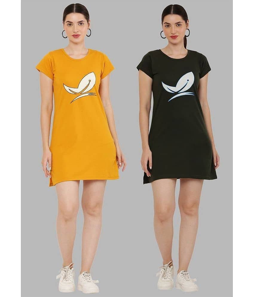 PREEGO - Multicolor Cotton Blend Women's Nightwear Night T-Shirt ( Pack of 2 )