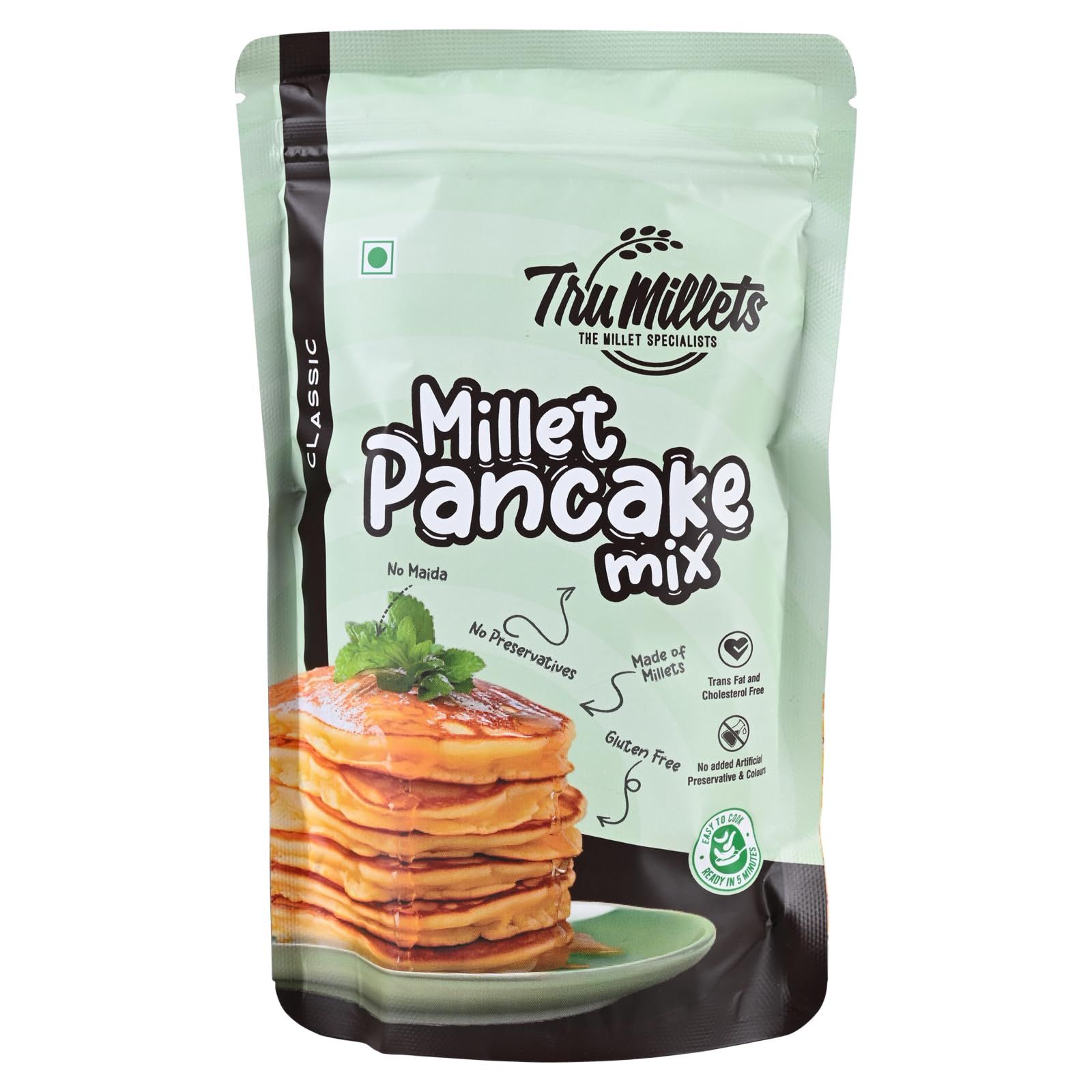 Trumillets 150gm Classic Millet Pancake | Instant Breakfast Mix | 100% Vegetarian Eggless Healthy Breakfast for Kids & Adults | No Added Maida | No Refined Sugar |Gluten Free