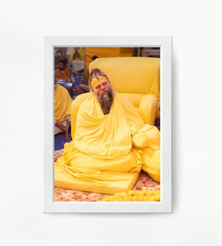 NOKKES Premanand Ji Maharaj White Religious Photo frame 5X7 Inch Photo Frame_WEW25