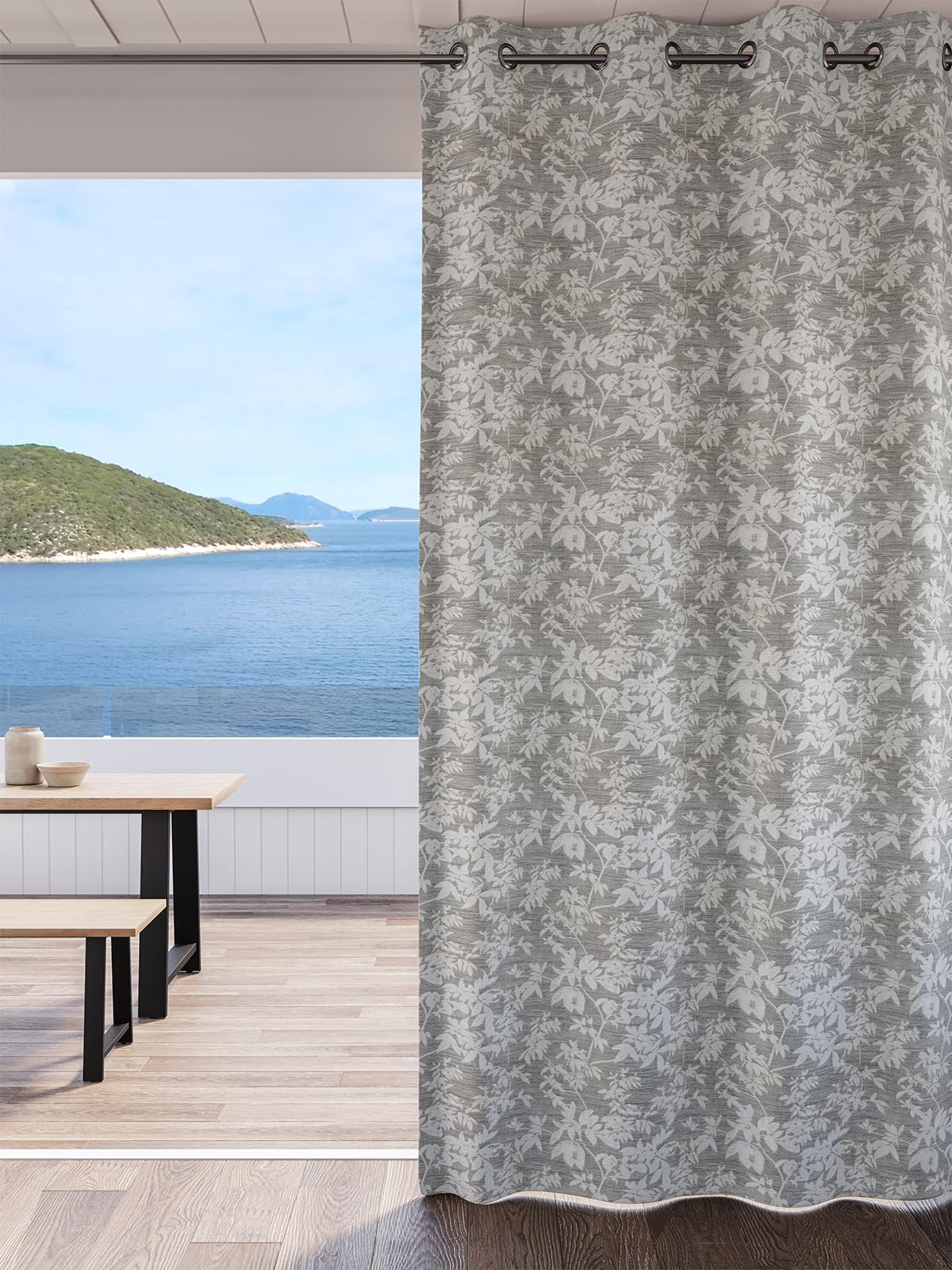DDECOR - 100% PolyesterFloral PatternLarge Door 9 Ft|135 CM X 260 CM| - Grey