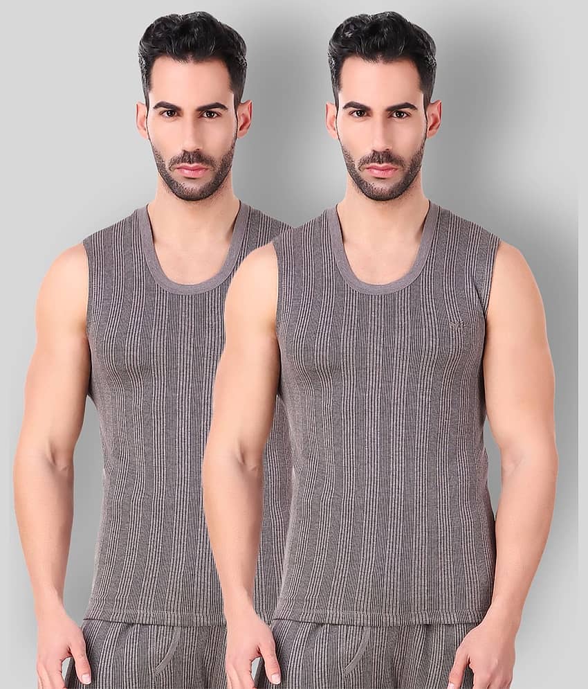 Hap Kings Pack of 2 Cotton Blend Thermal Tops For Men's ( Grey )