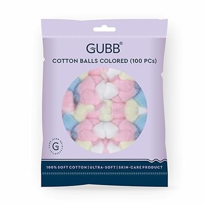 GUBB Coloured Cotton Balls For Face Cleansing & Makeup Removal, 100 Pcs