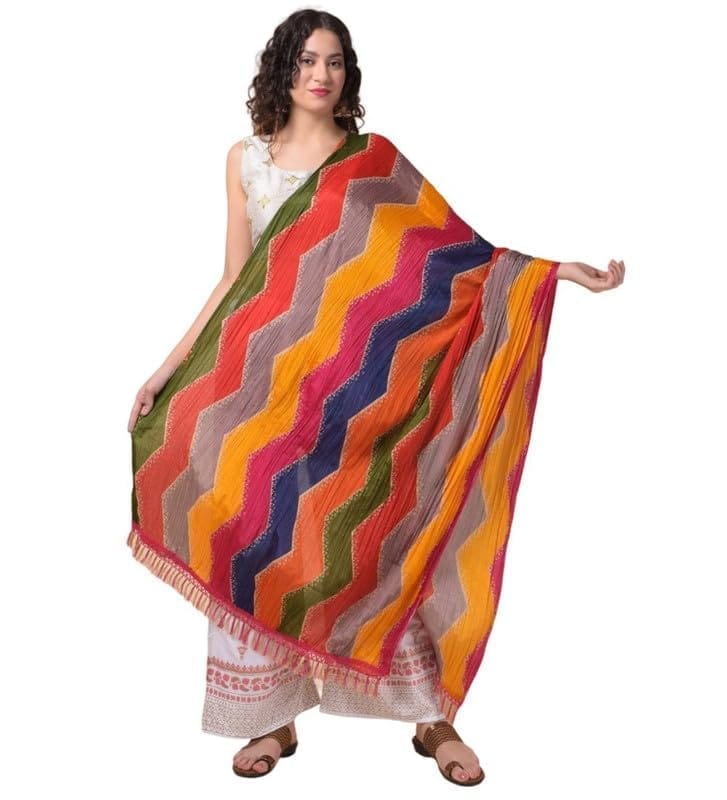 Women's Chanderi Printed Dupatta (Multicolor)-PID47069