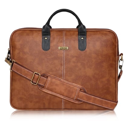 LOREM Tan Color faux leather 10L Laptop Messenger Bag For Men & Women New BG68