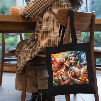 Couple Print Canvas Tote Bag