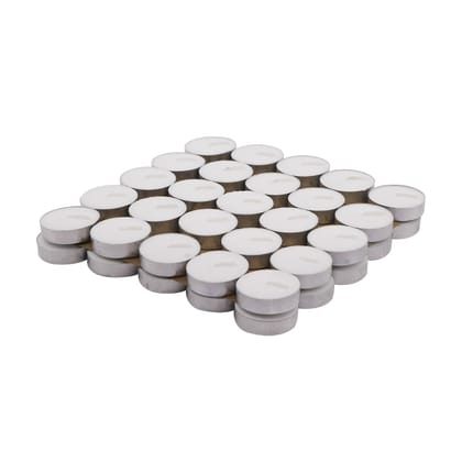 Sahej Multitrade Services Wax Tealight Candles, 2-Hour Burn Time, Smokeless, No Residue, Unscented Set of (25)