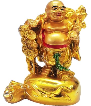AFTERSTITCH laughing buddha for money and wealth in Vastu & Fengshui Showpiece 10 cm  (Pack of 1)