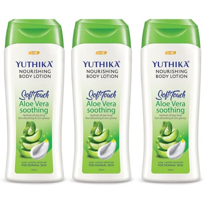 Yuthika Aloe Vera Body Lotion 100ml Pack of 3, Instant Hydration, Fast Absorbing & Long Lasting Nourishing Body Lotion