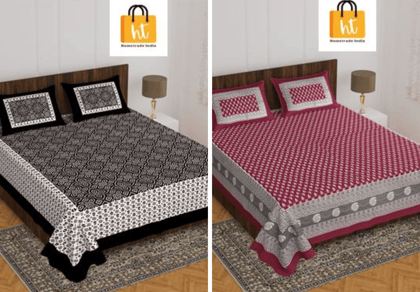 2201-Hometrade India- Standard Double Size (90*100 in )-Combo Double Bedsheet