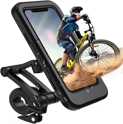 Waterproof Bike Phone Mount with 360 Rotation & Touch Screen | Universal Bicycle & Motorcycle Handlebar Holder for 47.6 Inch Phones | Shockproof, Tool-Free Install, Charge Access | (Random Colour) (Pack of 1)